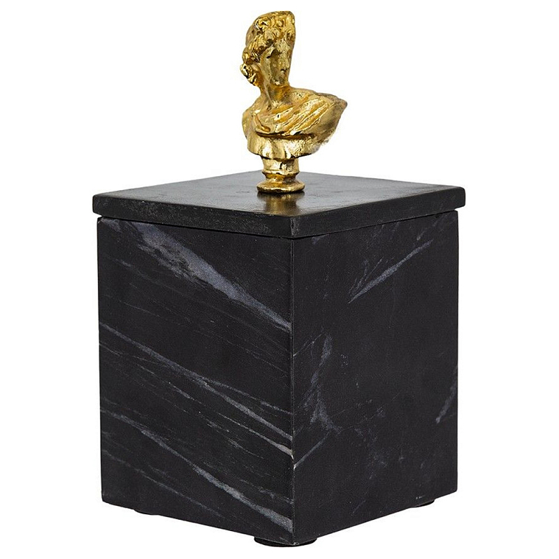 Мраморная шкатулка с бюстом из металла KELLY WEARSTLER Черный Золотой в Твери | Loft Concept 