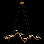 Люстра подвесная линейная с прозрачными стеклянными птичками на ветвях Serip Voa варинант исполнения - 3 | Loft Concept в Твери