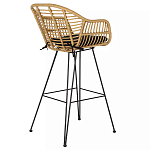 Стул барный с ротанговым плетением Half Bar Chair with Wicker с подлокотниками варинант исполнения - 4 | Loft Concept в Твери
