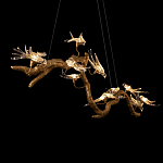 Люстра подвесная линейная с прозрачными стеклянными птичками на ветвях Serip Voa варинант исполнения - 9 | Loft Concept в Твери