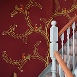 Обои с вышивкой ручной работы Fyodor Original colourway on Merlot linen варинант исполнения - 2 | Loft Concept в Твери