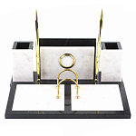 Настольный письменный набор из белого мрамора с часами Marble Accessory варинант исполнения - 1 | Loft Concept в Твери