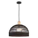 Подвесной светильник с округлым абажуром из черного ротанга Wicker Furniture варинант исполнения - 1 | Loft Concept в Твери
