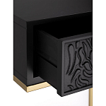 Приставной столик с резным узором на выдвижном ящике Black Table Carved Pattern варинант исполнения - 3 | Loft Concept в Твери