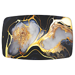 Обеденный стол с прямоугольной черно-золотой столешницей из стекла на 4-х металлических ножках Gold and Black Marble варинант исполнения - 2 | Loft Concept в Твери