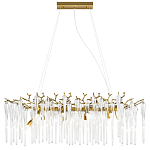 Люстра подвесная прямоугольная с бронзовыми акцентами и прозрачными стеклянными каплями Droplet Chandelier варинант исполнения - 1 | Loft Concept в Твери