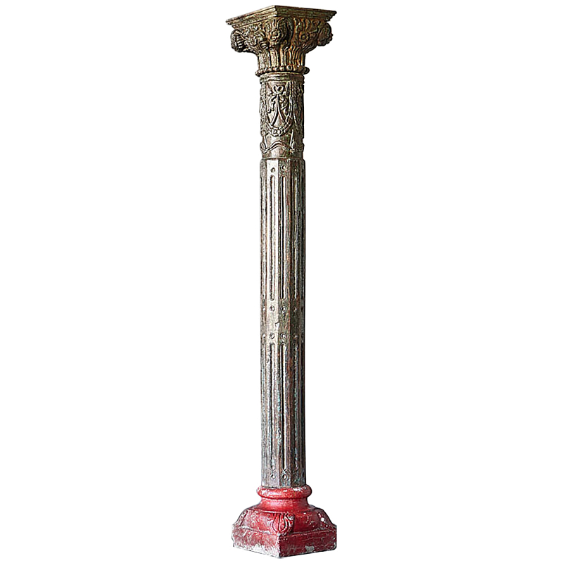 Антикварная колонна из тикового дерева Surat Antique Column Green Red Античный зеленый Бирюзовый Коричневый Красный Мульти Антикварная колонна из тикового дерева Surat Antique Column Green Red Античный зеленый Бирюзовый Коричневый Красный Мульти в Твери | Loft Concept