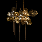 Люстра подвесная с 18-ю стеклянными плафонами с вертикальными подвесками Gilded Mirage  варинант исполнения - 4 | Loft Concept в Твери