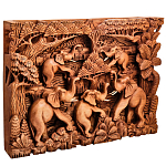 Панно из дерева пять слонов Panel With Animals варинант исполнения - 2 | Loft Concept в Твери