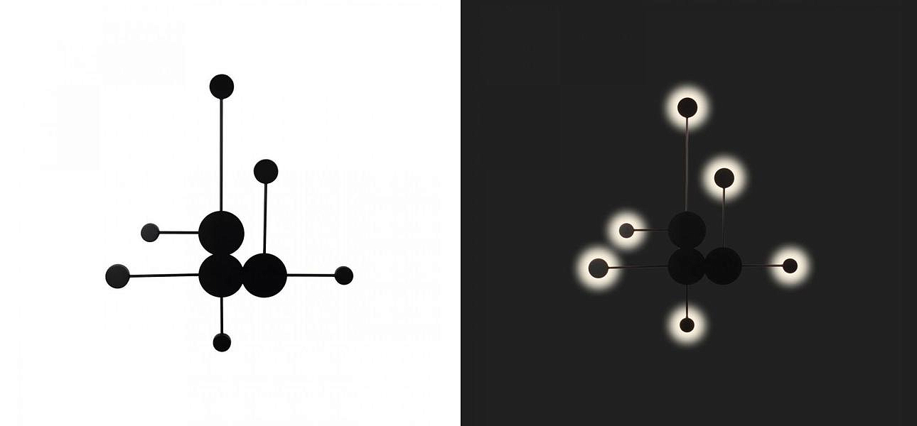 Бра Лофт Vibia Pin Wall Light 6 плафонов Черный цвет Бра Лофт Vibia Pin Wall Light 6 плафонов Черный цвет - Loft-Concept в Твери