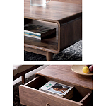 Кофейный стол из дерева с ящиком и нишей для хранения Coffee Walnut Table варинант исполнения - 4 | Loft Concept в Твери