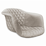 Барный стул со спинкой и мягкой обивкой с ромбами на 4-х деревянных ножках Бежевый Велюр Ava Charm варинант исполнения - 2 | Loft Concept в Твери