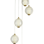 Каскадная люстра с 5-ю плафонами из акрила в виде шара Felice Chandelier Brass варинант исполнения - 2 | Loft Concept в Твери