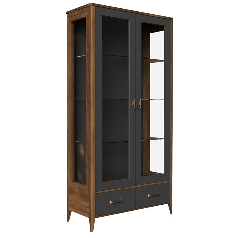 Витрина стеклянная из массива бука Tasteful Furniture Серый Дуб темный Прозрачное Стекло Витрина стеклянная из массива бука Tasteful Furniture Серый Дуб темный Прозрачное Стекло в Твери | Loft Concept