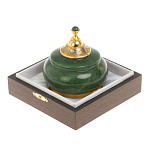 Икорница с крышкой с гравировкой из натурального камня Нефрит Decorative Cavair Dishes варинант исполнения - 3 | Loft Concept в Твери