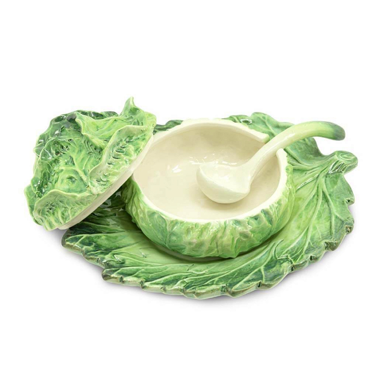 Супница SOUP BOWL CABBAGE SMALL W/PLATE D13 Зеленый Супница SOUP BOWL CABBAGE SMALL W/PLATE D13 Зеленый в Твери | Loft Concept