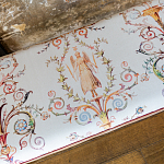 Банкетка из массива бука бежевая с растительным орнаментом Raffael Beige Floral Banquette варинант исполнения - 2 | Loft Concept в Твери