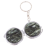 Зеркало брелок карманное двухстороннее из натурального камня Серафинит Stone Mirrors варинант исполнения - 6 | Loft Concept в Твери