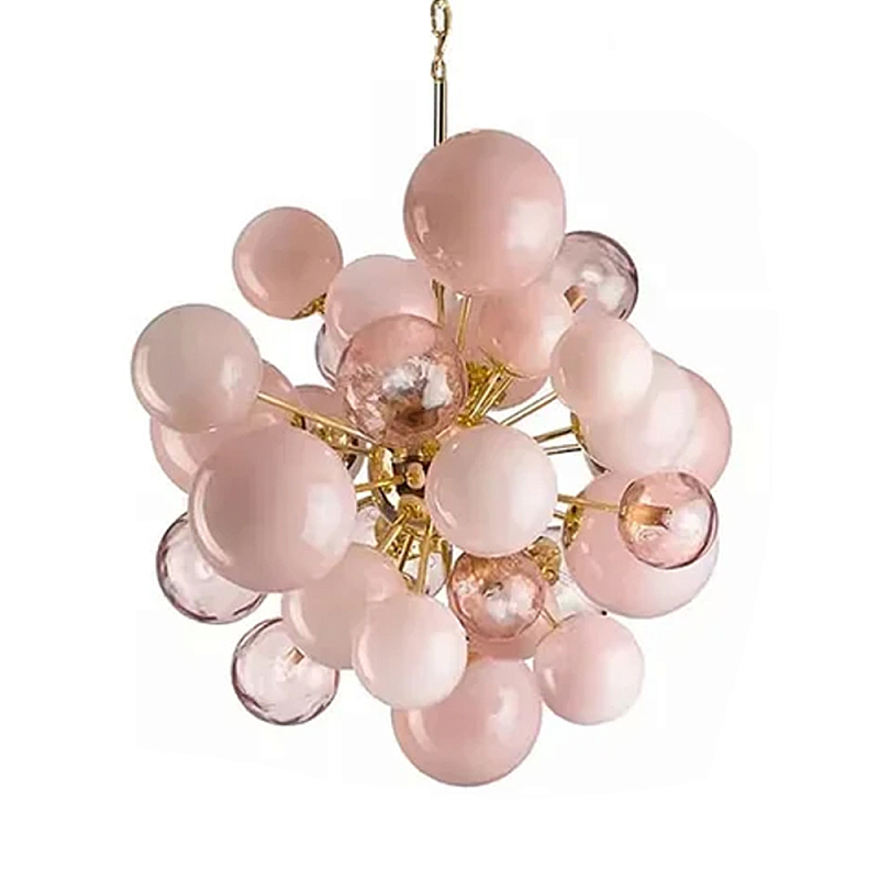 Люстра розовые шары на золотом каркасе Pink Light Bubbles Розовый в Твери | Loft Concept 