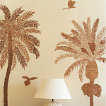 Обои с вышивкой ручной работы Deco Palms Raffia on linen варинант исполнения - 1 | Loft Concept в Твери