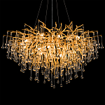 Люстра подвесная с прозрачными стеклянными подвесками в форме капель Диаметр 100 см Droplet Chandelier варинант исполнения - 8 | Loft Concept в Твери