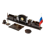 Настольный письменный набор с часами из природного камня обсидиана  Gift for Manager варинант исполнения - 2 | Loft Concept в Твери