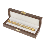 Ручка шариковая металлическая с гравировкой и красным фианитом в деревянной коробке Metal Pens варинант исполнения - 4 | Loft Concept в Твери