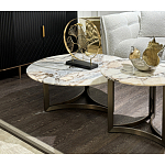 Столик журнальный с круглой мраморной столешницей Unique Stone Design варинант исполнения - 8 | Loft Concept в Твери