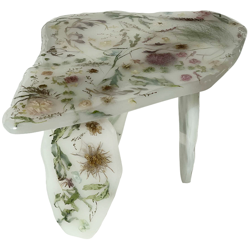 Журнальный стол из эпоксидной смолы с цветами White Flowers Epoxy Resin Coffee Table Белый матовый Мульти Журнальный стол из эпоксидной смолы с цветами White Flowers Epoxy Resin Coffee Table Белый матовый Мульти в Твери | Loft Concept