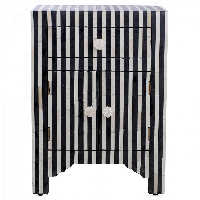 Тумба инкрустация костью Inlaid Bone Stripes чёрно-белые полосы Белый Черный Тумба инкрустация костью Inlaid Bone Stripes чёрно-белые полосы Белый Черный в Твери | Loft Concept