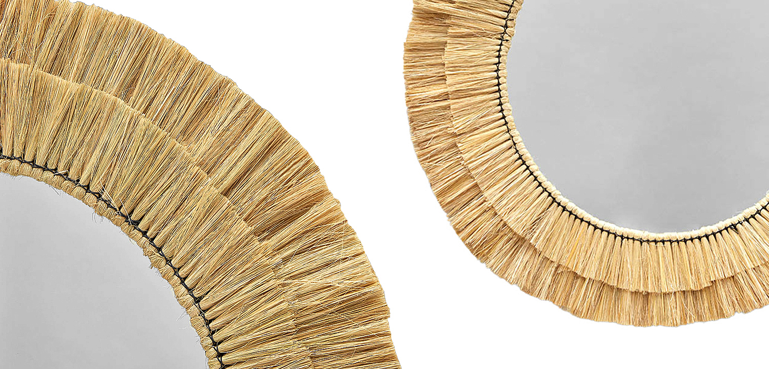 Круглое зеркало с плетеной рамой Jyoti Wicker Mirror Круглое зеркало с плетеной рамой Jyoti Wicker Mirror - Loft-Concept в Твери