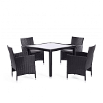Обеденный комплект из искуственного ротанга Vintara черный варинант исполнения - 1 | Loft Concept в Твери