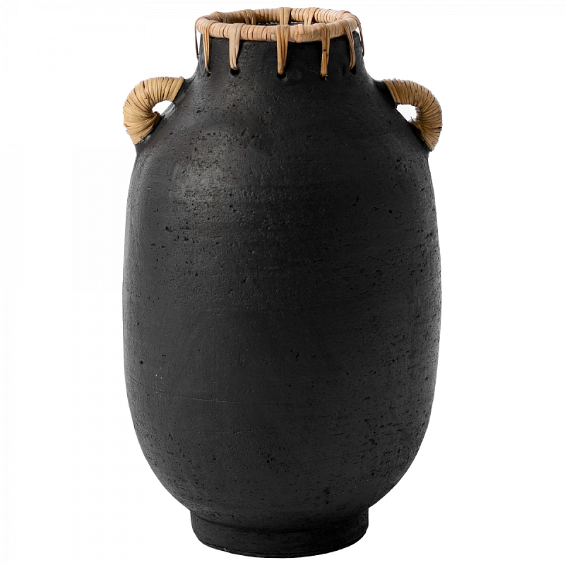 Ваза Vase Ceramic & Rattan Черный Ваза Vase Ceramic & Rattan Черный в Твери | Loft Concept