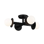 Потолочный светильник с тремя белыми матовыми стеклянными плафонами в форме шаров на черном основании Generation Lighting варинант исполнения - 2 | Loft Concept в Твери