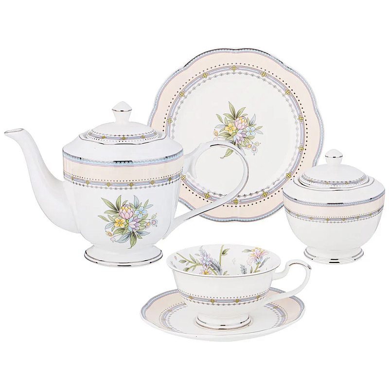 Чайный сервиз из фарфора на 6 персон 20 предметов Tea Flower Set Мульти в Твери | Loft Concept 