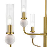 Люстра с 6-ю плафонами в форме стеклянных трубок и мраморных декоративных элементов Montreal варинант исполнения - 5 | Loft Concept в Твери