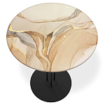 Стол журнальный круглый с бежевой столешницей из стекла Beige Marble варинант исполнения - 2 | Loft Concept в Твери