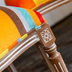 Стул бежевый в разноцветную полоску из натурального бука с изображением птиц и цветов Blooming Birds Colorful Stripes Chair варинант исполнения - 8 | Loft Concept в Твери