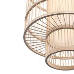 Подвесной светильник из деревянных прутьев с плафоном из натуральной ткани Light Inside the Cell варинант исполнения - 6 | Loft Concept в Твери