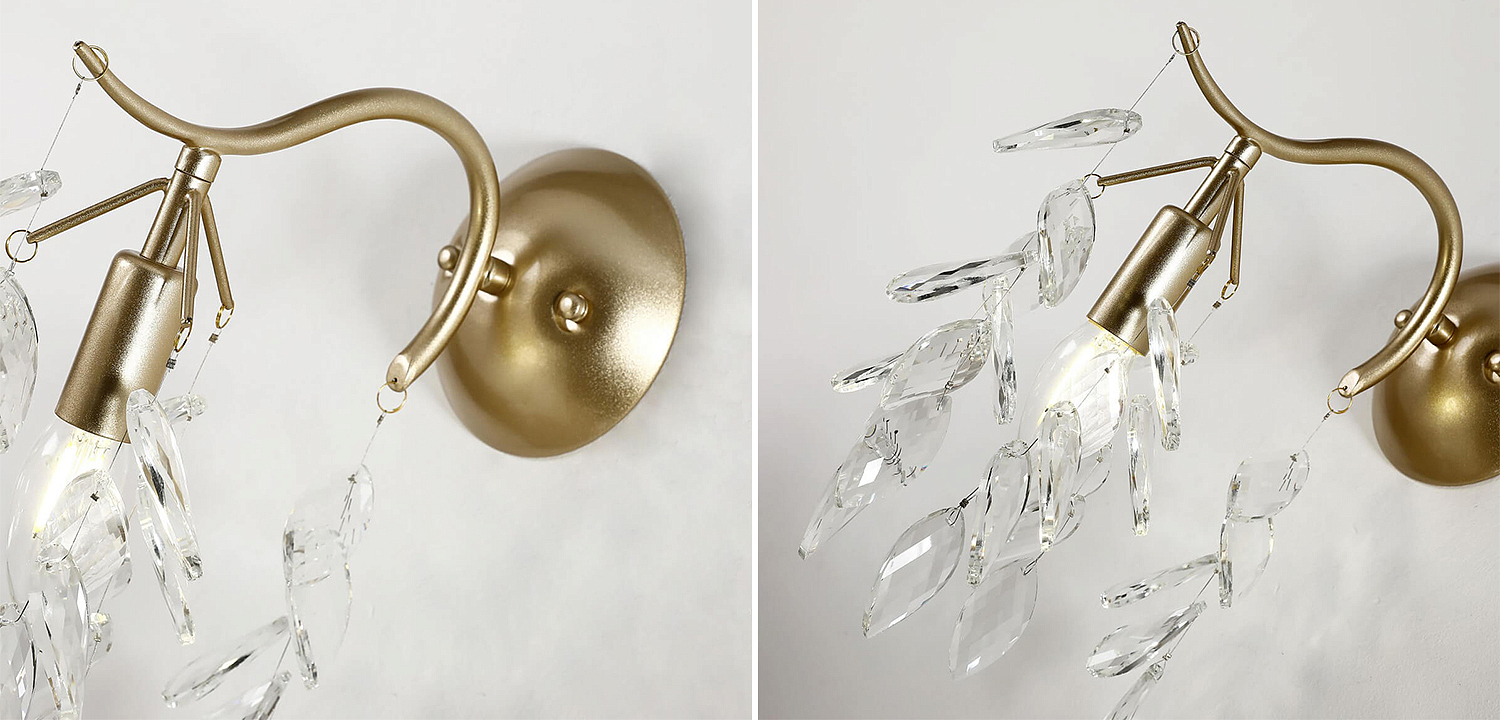 Бра Hanging Crystal Leaves Wall Lamp Бра Hanging Crystal Leaves Wall Lamp - Loft-Concept в Твери