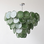 Люстра из зеленых стеклянных дисков с перламутровым эффектом Green Glowing Glaze варинант исполнения - 5 | Loft Concept в Твери