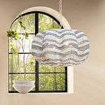 Круглая люстра волнистой формы декорированная бусами Blue White Stripes Wavy Chandelier варинант исполнения - 3 | Loft Concept в Твери