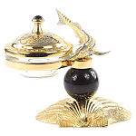 Икорница с декором "Стерлядка на ракушке" с гравировкой на подставке из натурального камня Обсидиан Decorative Cavair Dishes варинант исполнения - 1 | Loft Concept в Твери