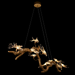 Люстра подвесная линейная с прозрачными стеклянными птичками на ветвях Serip Voa варинант исполнения - 5 | Loft Concept в Твери