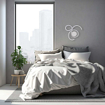 Бра белого цвета с изогнутыми световыми линиями и круглым основанием Luke Lampco Tracer Lamp варинант исполнения - 7 | Loft Concept в Твери