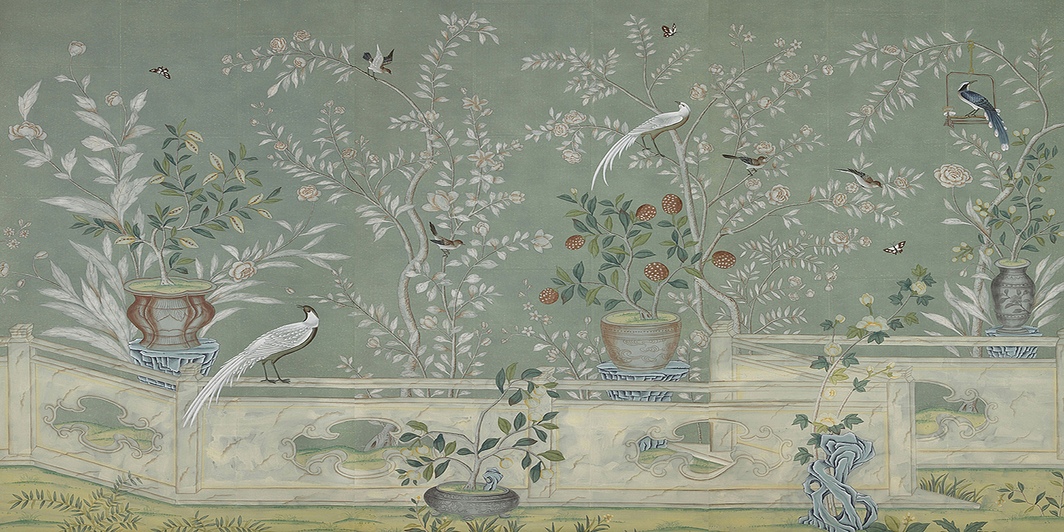 Обои ручная роспись Salon Vert Blue Grey - Loft-Concept в Твери