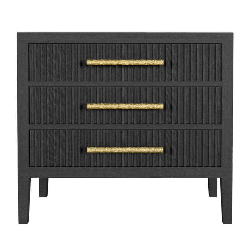 Тумба Primo  с тремя ящиками шпон Черный дуб Черный Золотой в Твери | Loft Concept 