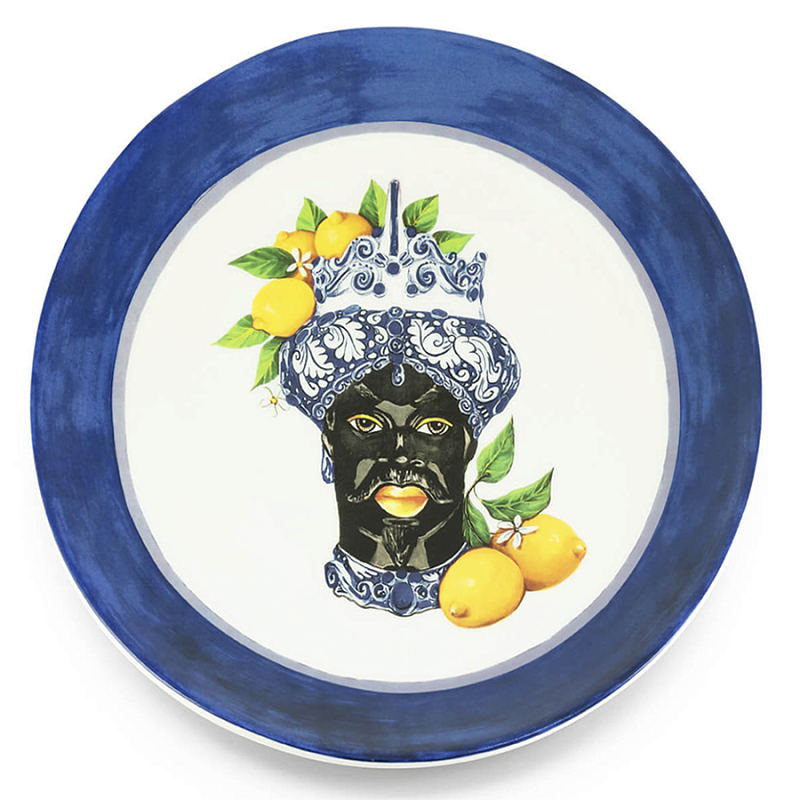 Тарелка Abhika PLATE MORO HEAD D 28,5 Blue Темно-синий Желтый Тарелка Abhika PLATE MORO HEAD D 28,5 Blue Темно-синий Желтый в Твери | Loft Concept