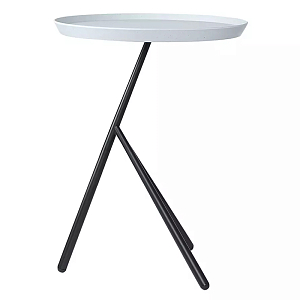 Столик приставной с круглой серой столешницей и черным основанием Round Stable Table