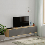 ТВ-тумба подвесная цвета древесины с 4-мя темно-серыми дверцами SPARK TV STAND OAK ANTHRACITE варинант исполнения - 3 | Loft Concept в Твери